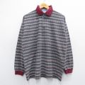 M★古着 ビューグルボーイ 長袖 ポロ シャツ メンズ 00年代 00s グレー他 ボーダー 25apr25 中古 トップス