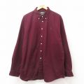 XL★古着 長袖 シャツ メンズ 90年代 90s 大きいサイズ コットン ボタンダウン エンジ 25jun16 中古 トップス