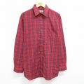 XL★古着 長袖 シャツ メンズ 90年代 90s 大きいサイズ ロング丈 赤他 レッド チェック 25jun19 中古 トップス