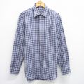 L★古着 長袖 シャツ メンズ ロング丈 コットン イタリア製 薄紺他 ネイビー チェック 25jun23 中古 トップス