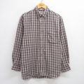 L★古着 エアロポステール AEROPOSTALE 長袖 シャツ メンズ 90年代 90s コットン ボタンダウン ベージュ系他 カーキ チェック 25jun23 中古 トップス