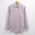 L★古着 長袖 シャツ メンズ コットン エンジ他 ストライプ 25jun26 中古 トップス