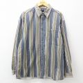 90s 長袖シャツ ネイビーストライプ XL | 古着