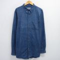 XL★古着 THE TERRITORY AHEAD 長袖 シャツ メンズ 00年代 00s ロング丈 コットン ボタンダウン 紺他 ネイビー チェック 【spe】 25jul03 中古 トップス
