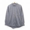 L★古着 ラングラー Wrangler 長袖 シャツ メンズ コットン ボタンダウン 紺他 ネイビー チェック 25jul05 中古 トップス