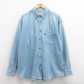 XL★古着 ウールリッチ WOOLRICH 長袖 シャツ メンズ 大きいサイズ コットン ボタンダウン 紺 ネイビー デニム 25aug08 中古 トップス