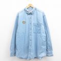 XL★古着 ラングラー Wrangler 長袖 シャツ メンズ 00年代 00s 大きいサイズ ボタンダウン 紺 ネイビー デニム 25aug08 中古 トップス