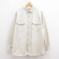 XL★古着 長袖 シャツ メンズ 00年代 00s 大きいサイズ ロング丈 コットン ボタンダウン 薄ベージュ カーキ 25aug23 中古 トップス