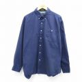 XL★古着 長袖 シャツ メンズ 00年代 00s コットン ボタンダウン 紺 ネイビー 25aug30 中古 トップス