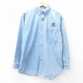 【20%OFF】L★古着 リー Lee 長袖 シャツ メンズ 90年代 90s MLB ニューヨークヤンキース コットン ボタンダウン 薄紺 ネイビー デニム メジャーリーグ ベースボール 野球 【spe】 25sep01 中古 トップス