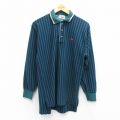 【20%OFF】S★古着 長袖 ポロ シャツ メンズ 90年代 90s エビ 鹿の子 緑他 グリーン ストライプ 25sep01 中古 トップス