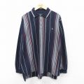 XL★古着 長袖 ポロ シャツ メンズ 90年代 90s ワンポイントロゴ 紺他 ネイビー ストライプ 25sep01 中古 トップス