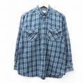 XL★古着 長袖 シャツ メンズ コットン ボタンダウン 緑系他 グリーン チェック 25sep08 中古 トップス