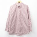 XL★古着 バンヒューセン 長袖 シャツ メンズ 大きいサイズ コットン ボタンダウン 赤他 レッド ストライプ 25sep10 中古 トップス