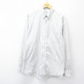 XL★古着 IZOD 長袖 シャツ メンズ ロング丈 コットン 白他 ホワイト チェック 25sep11 中古 トップス