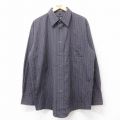 XL★古着 長袖 シャツ メンズ ロング丈 濃グレー系他 ストライプ 25sep12 中古 トップス