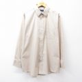 XL★古着 STAFFORD 長袖 シャツ メンズ ロング丈 ベージュ カーキ ストライプ 25sep13 中古 トップス