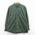 XL★古着 ボストントレーダーズ 長袖 シャツ メンズ 00年代 00s ヘリンボーン コットン ボタンダウン 濃緑 グリーン 25sep19 中古 トップス