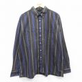 【20%OFF】XL★古着 メンバーズオンリー 長袖 シャツ メンズ 90年代 90s 大きいサイズ ボタンダウン 黒他 ブラック ストライプ 【spe】 25sep19 中古 トップス