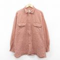 XL★古着 長袖 シャツ メンズ 大きいサイズ オレンジ系他 チェック 25sep19 中古 トップス