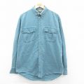 XL★古着 長袖 シャツ メンズ 90年代 90s ロング丈 コットン ボタンダウン USA製 緑系 グリーン 25sep24 中古 トップス
