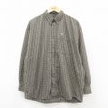 XL★古着 長袖 シャツ メンズ 90年代 90s ロング丈 ボタンダウン 緑系他 グリーン チェック 25sep24 中古 トップス
