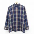 L★古着 バンヒューセン 長袖 シャツ メンズ 90年代 90s ボタンダウン 紺他 ネイビー チェック 25sep24 中古 トップス
