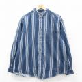 XL★古着 ルート66 長袖 シャツ メンズ 00年代 00s 大きいサイズ コットン ボタンダウン 紺他 ネイビー ストライプ 25sep29 中古 トップス