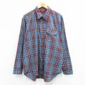 XL★古着 長袖 シャツ メンズ 大きいサイズ 薄紺他 ネイビー チェック 25oct02 中古 トップス