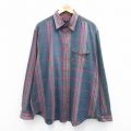 XL★古着 長袖 シャツ メンズ 90年代 90s 大きいサイズ 緑他 グリーン チェック 25oct02 中古 トップス
