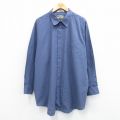 XL★古着 長袖 シャツ メンズ 大きいサイズ ロング丈 薄紺 ネイビー 25oct02 中古 トップス