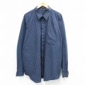 XL★古着 アロー 長袖 シャツ メンズ 大きいサイズ ロング丈 紺他 ネイビー チェック 25oct02 中古 トップス