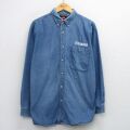 【20%OFF】XL★古着 ラングラー Wrangler 長袖 シャツ メンズ ヤマハ YAMAHA コットン ボタンダウン 紺 ネイビー デニム 25oct08 中古 トップス