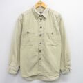 XL★古着 長袖 シャツ メンズ 00年代 00s コーデュロイ 太畝 コットン 薄ベージュ カーキ 25oct08 中古 トップス