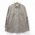 XL★古着 長袖 シャツ メンズ 大きいサイズ ロング丈 コットン 茶 ブラウン 25oct17 中古 トップス