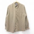 XL★古着 長袖 シャツ メンズ 大きいサイズ レーヨン ボタンダウン 茶系 ブラウン 25oct17 中古 トップス