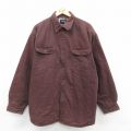 【20%OFF】XL★古着 ピューリタン 長袖 シャツ メンズ 大きいサイズ ロング丈 茶 ブラウン 内側フリース 25oct17 中古 トップス