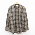 XL★古着 長袖 シャツ メンズ 00年代 00s 大きいサイズ ボタンダウン ベージュ他 カーキ チェック 25oct18 中古 トップス