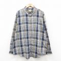 XL★古着 アロー 長袖 シャツ メンズ 90年代 90s 大きいサイズ ロング丈 ボタンダウン 紺他 ネイビー チェック 25oct18 中古 トップス
