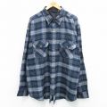 XL★古着 長袖 シャツ メンズ 大きいサイズ ロング丈 グレー他 チェック 25oct21 中古 トップス
