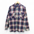 L★古着 長袖 シャツ メンズ 紺他 ネイビー チェック 25oct21 中古 トップス