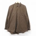 XL★古着 長袖 シャツ メンズ 00年代 00s 大きいサイズ コットン ボタンダウン 濃ベージュ カーキ 25oct21 中古 トップス