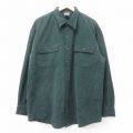 XL★古着 長袖 シャツ メンズ 90年代 90s スエード調 大きいサイズ ロング丈 緑 グリーン 25oct21 中古 トップス