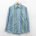 M★古着 長袖 シャツ メンズ 80年代 80s 総柄 水色他 【spe】 25oct21 中古 トップス
