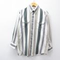 XL★古着 長袖 シャツ メンズ 90年代 90s コットン ボタンダウン 白他 ホワイト ストライプ 25oct24 中古 トップス
