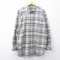 XL★古着 長袖 シャツ メンズ 大きいサイズ ロング丈 コットン ボタンダウン ベージュ他 カーキ チェック 25oct24 中古 トップス