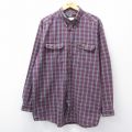 【20%OFF】XL★古着 ラングラー Wrangler 長袖 シャツ メンズ 大きいサイズ ロング丈 コットン ボタンダウン エンジ他 チェック 【spe】 25oct24 中古 トップス