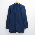 XL★古着 長袖 シャツ メンズ 大きいサイズ ロング丈 コットン ボタンダウン 紺他 ネイビー チェック 25oct24 中古 トップス