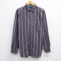 L★古着 長袖 シャツ メンズ 00年代 00s ネイティブ柄 ラグ柄 コットン 紫他 パープル ストライプ 25oct24 中古 トップス