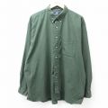 XL★古着 バンヒューセン 長袖 シャツ メンズ 90年代 90s 大きいサイズ コットン ボタンダウン 緑 グリーン ストライプ 25oct30 中古 トップス